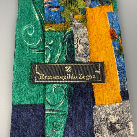 ERMENEGILDO ZEGNA Multi-Color Print Silk Tie