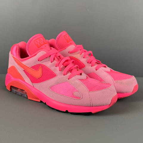 NIKE x COMME des GARCONS Air Max 180 Size 9.5 Pink Neon Mixed Materials Sneakers