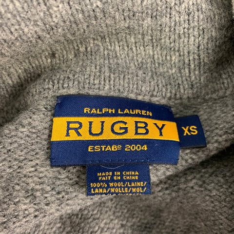 RALPH LAUREN RUGBY Size XS Grey Heather Wool Shawl Collar Sweater