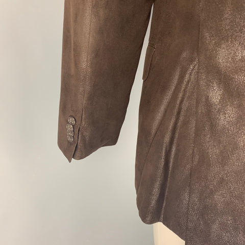 JOHN VARVATOS Size 40 Brown Polyester Single Breasted Jacket