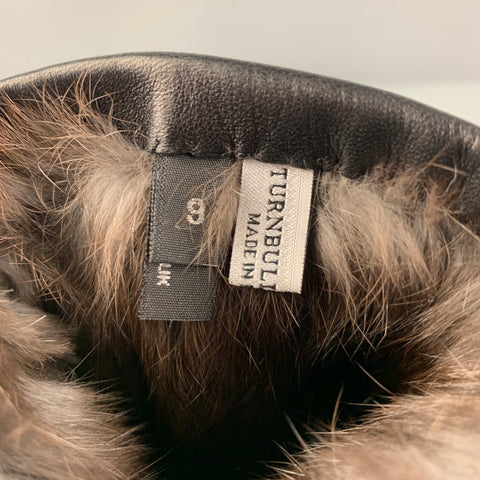TURNBULL & ASSER Size 9 Black Leather Fur Gloves
