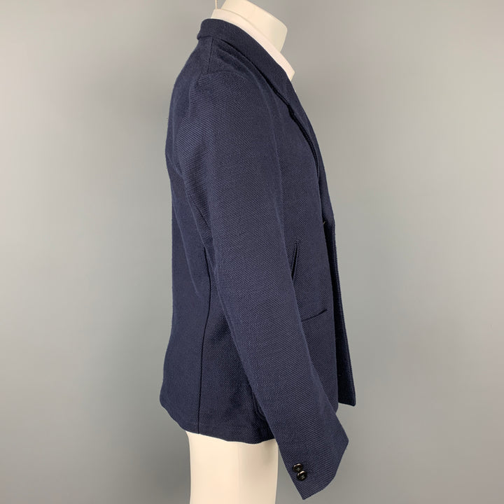 PAUL SMITH JEANS Size M Navy Textured Cotton Blend Notch Lapel Sport Coat