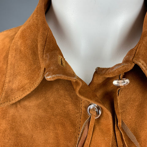 ERMANNO SCERVINO Size 4 Camel Suede Long Sleeve Casual Top