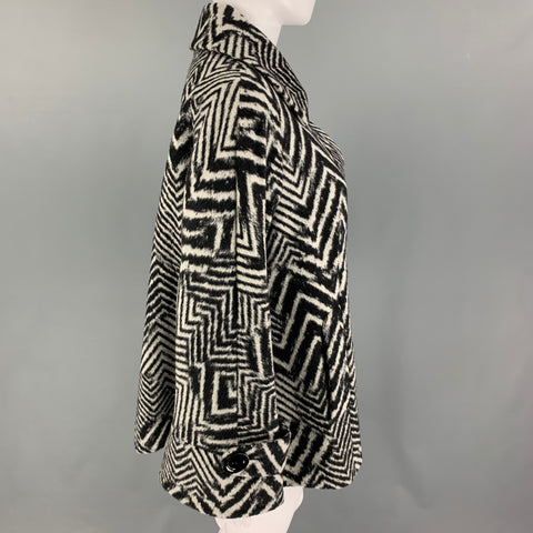 CINZIA ROCCA Size 8 Black Grey Angora Blend Zig Zag A-Line Jacket