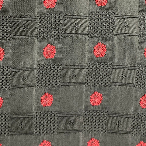 NEIMAN MARCUS Size XL Black Burgundy Jacquard Silk Buttoned Vest