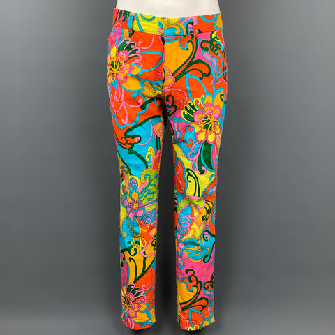 MR TURK Size 30 Multi-Color Print Cotton Zip Fly Casual Pants