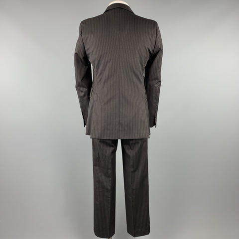 CoSTUME NATIONAL 38 Regular Black Stripe Wool Peak Lapel Suit