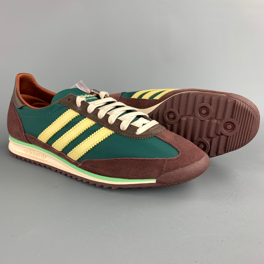 ADIDAS x WALES SL72 Size 9.5 Green & Brown Leather Lace Up Sneakers – Sui  Generis Designer Consignment