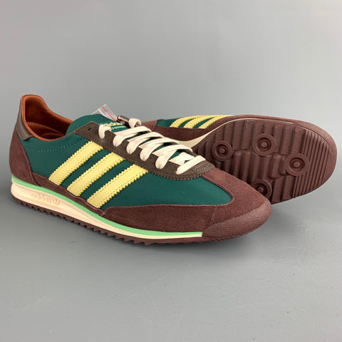 ADIDAS x WALES SL72 Size 9.5 Green & Brown Leather Lace Up Sneakers