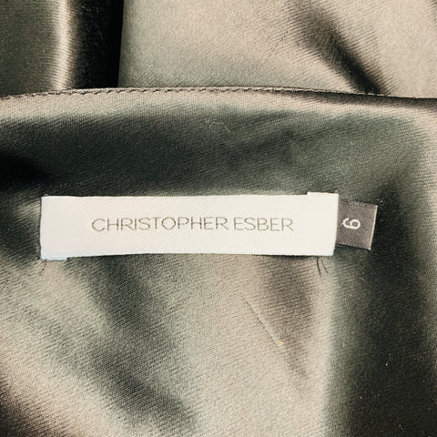 CHRISTOPHER ESBER Size 6 Black Draped Shift Dress