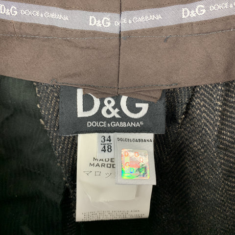 D&G by DOLCE & GABBANA Size 34 Brown Textured Lana Wool Casual Pants
