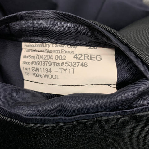 TODD SNYDER Size 42 Regular Navy & Black Wool Peak Lapel Sport Coat