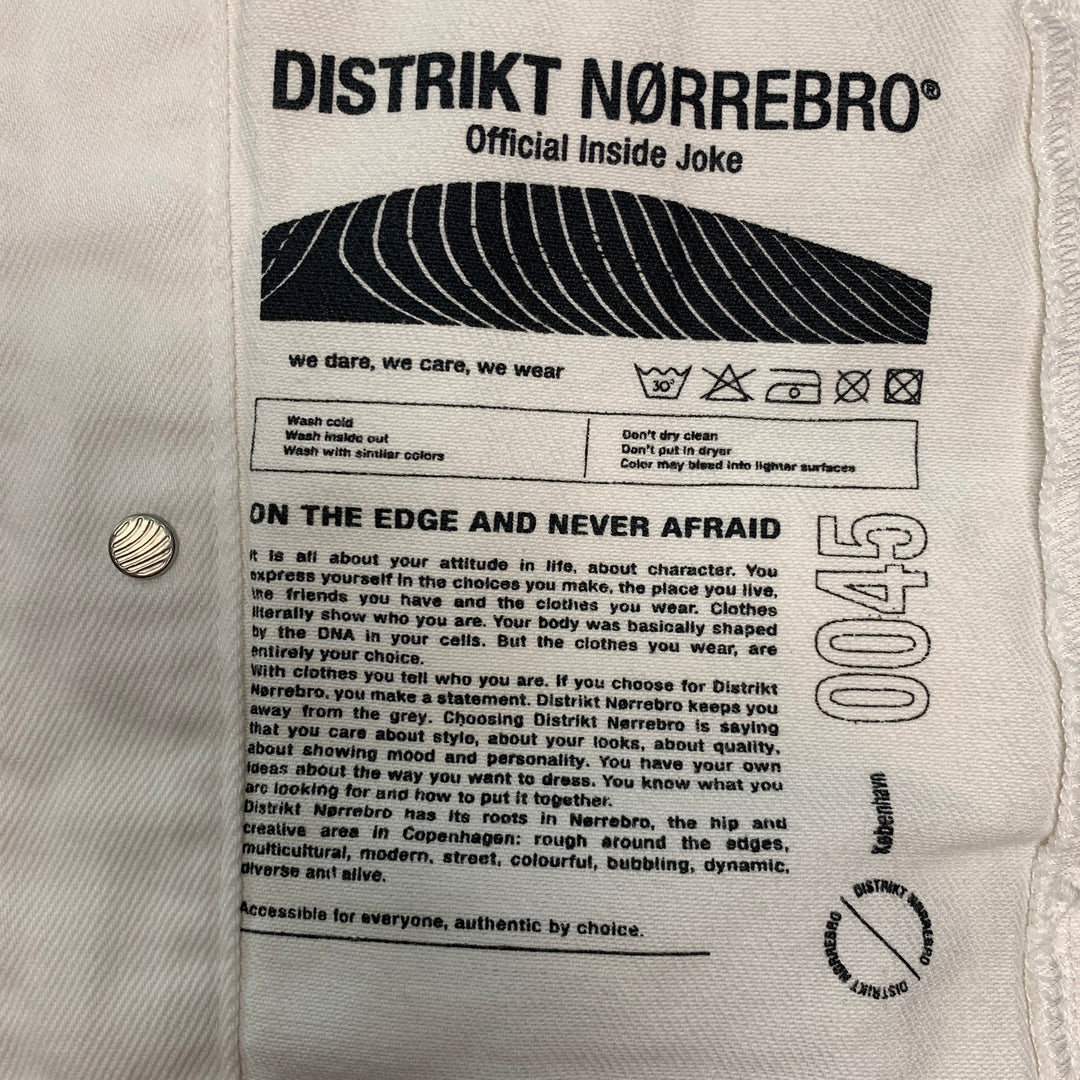 DISTRIKT NORREBRO  Size L White Cotton Denim Jacket