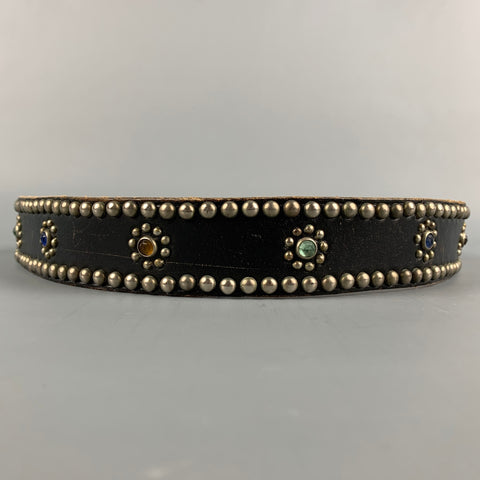 NOT LISTED Black Studded Leather Belt Strap