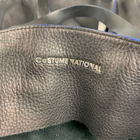 CoSTUME NATIONAL Black Pebble Grain Leather Tote Bag