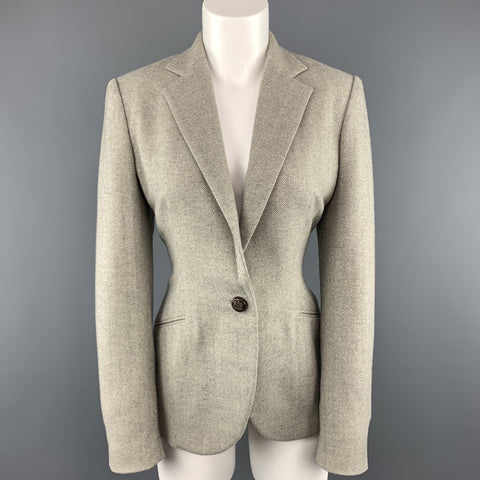 RALPH LAUREN Size 8 Gray Herringbone Wool Single Button Blazer