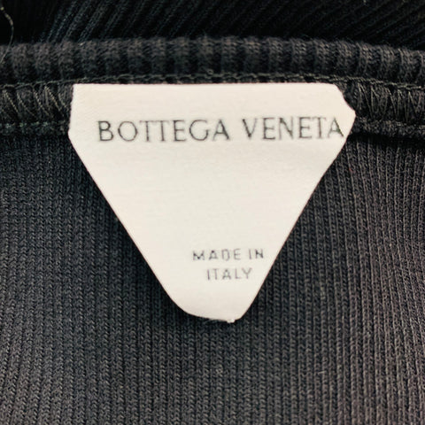 BOTTEGA VENETA Taille S Robe mi-mollet côtelée en coton noir