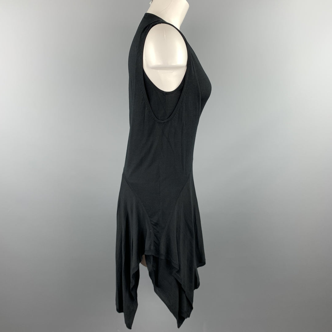 BALENCIAGA Size 4 Black Knitted Silk Tank Overlay Sleeveless Dress