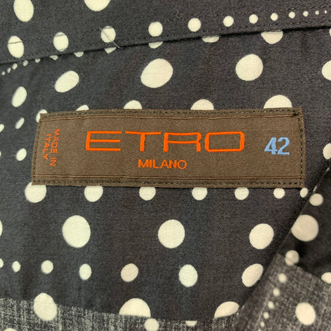ETRO Size L Black White Polka Dot Cotton Button Up Long Sleeve Shirt