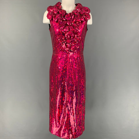 MARC JACOBS Size 4 Red Purple Polyester Sequined Shift Dress
