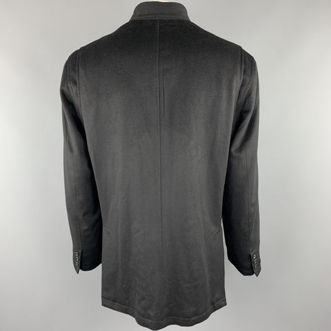 FACONNABLE Size L Black Wool Buttoned Jacket