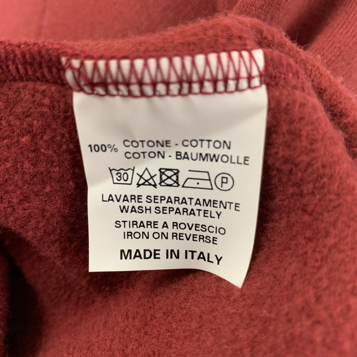 WALTER VAN BEIRENDONCK FW21 Size L Burgundy Bear Applique Cotton Crew-Neck Sweatshirt