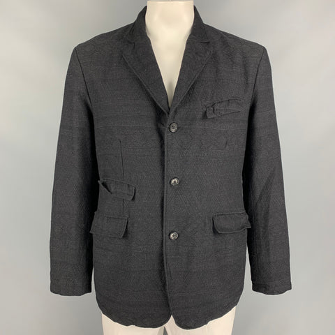 ENGINEERED GARMENTS Size XL Charcoal Textured Cotton / Wool Notch Lapel Jacket