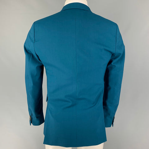PAUL SMITH Size 38 Teal Wool Notch Lapel Sport Coat
