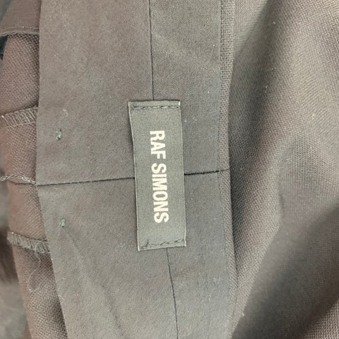 RAF SIMONS Size 36 Black Virgin Wool Flat Front Dress Pants