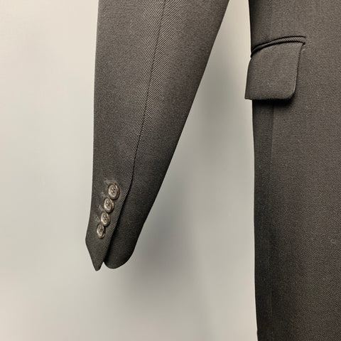 DIOR HOMME Fall 2015 Size 38 Black Wool Leather Collar Notch Lapel Coat