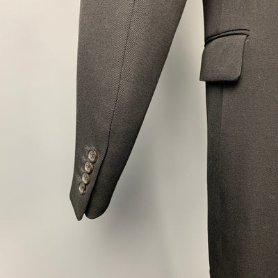 DIOR HOMME Fall 2015 Size 38 Black Wool Leather Collar Notch Lapel Coat