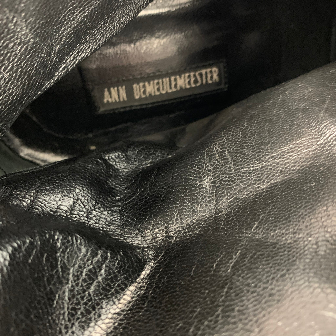ANN DEMEULEMEESTER Size 9.5 Black Contrast Stitch Leather Zip Up Boots