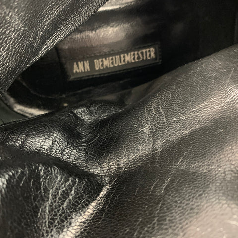 ANN DEMEULEMEESTER Talla 9.5 Botas con cremallera de cuero con puntadas en contraste negras