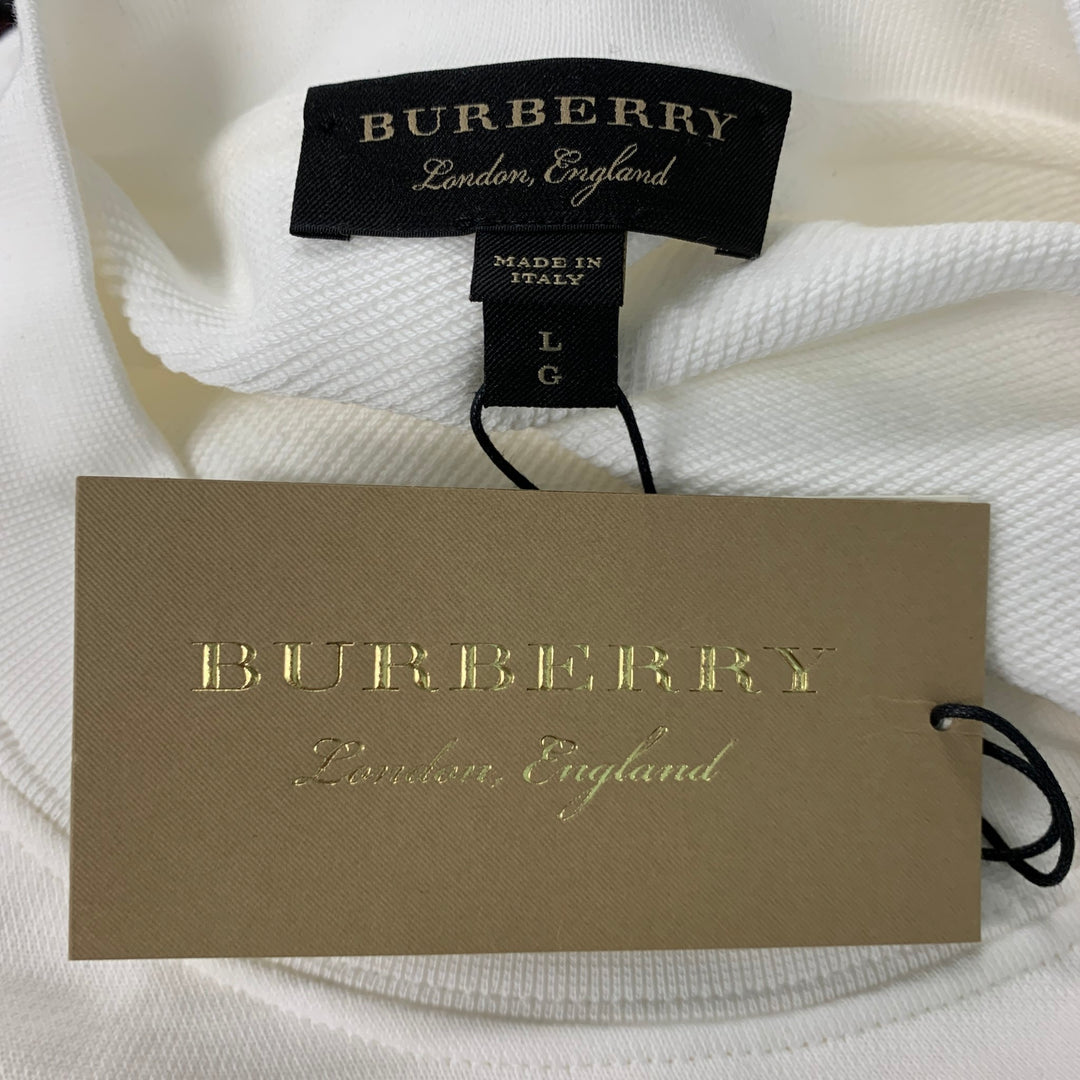 BURBERRY Talla L Sudadera corta de algodón liso blanco