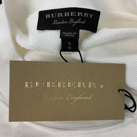 BURBERRY Size L White Solid Cotton Cropped Sweatshirt