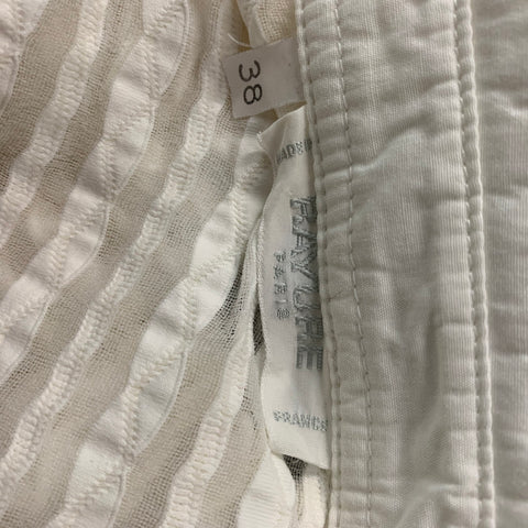 RAYURE Size 6 White Polyamide &  Elastane Textured Zip Up Blouse