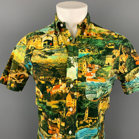 GITMAN VINTAGE Size S Multi-Color Print Cotton Button Down Short Sleeve Shirt
