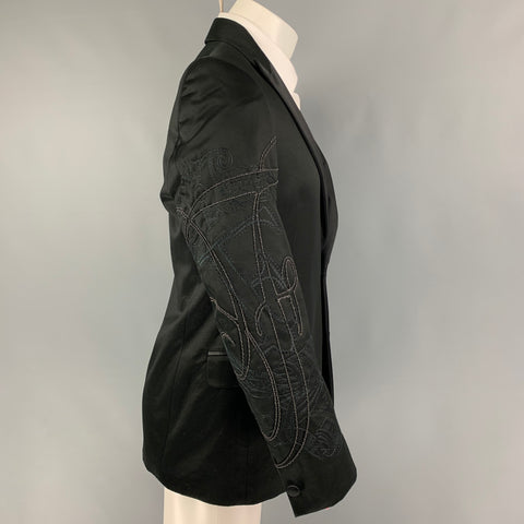 FERRE by GIANFRANCO FERRE Size 38 Black Embroidery Cotton Sport Coat