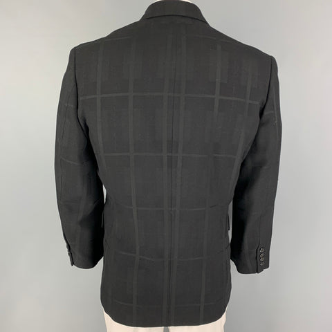 MONSIEUR NICOLE Size M Black Silver Window Pane Double Breasted Sport Coat