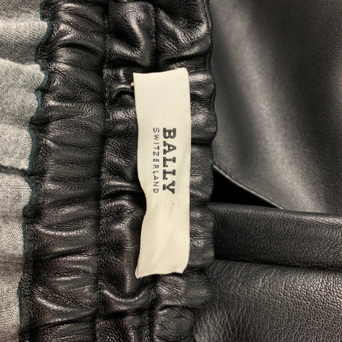 BALLY Size 30 Black Leather Elastic Waistband Casual Pants