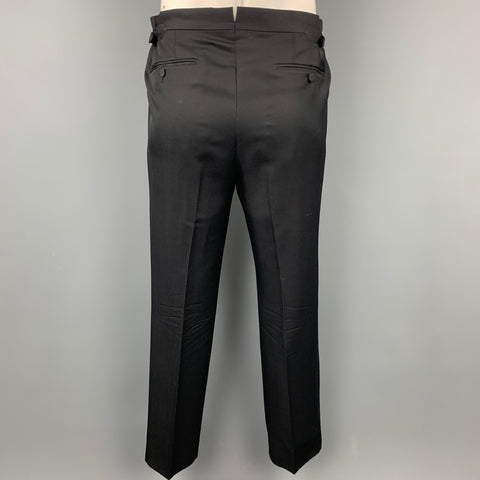 TOM FORD Size 40 Regular Black Wool / Mohair Peak Lapel Tuxedo Suit