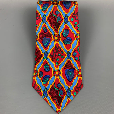 CHRISTIAN LACROIX Red & Blue Silk Tie