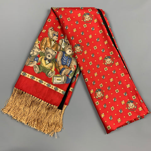 Vintage ED RICHILSON'S Black & Red Reversible Silk Scarf