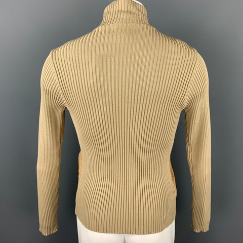 KOAN Talla S Chaqueta de cuello alto con ribete de ante perforado color canela