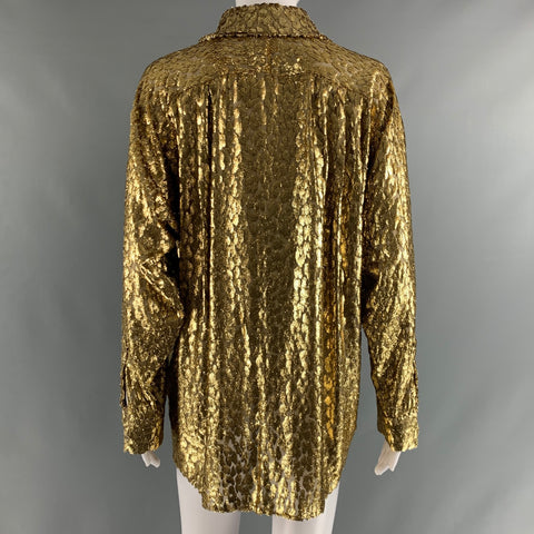 MICHAEL KORS -COLECCIÓN- Blusa con botones metálicos de seda y poliéster dorado talla 4