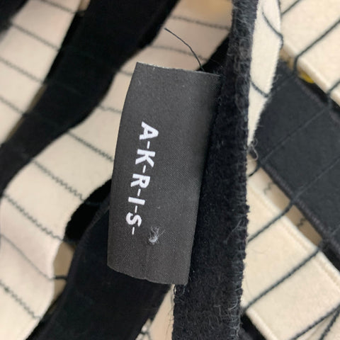 AKRIS Size 6 Black White Wool Blend Stripe Cutout Jacket