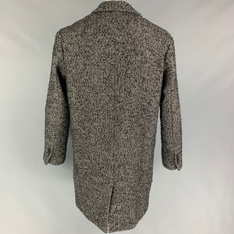 AMI by ALEXANDRE MATTIUSSI Size 38 Black White Herringbone Coat