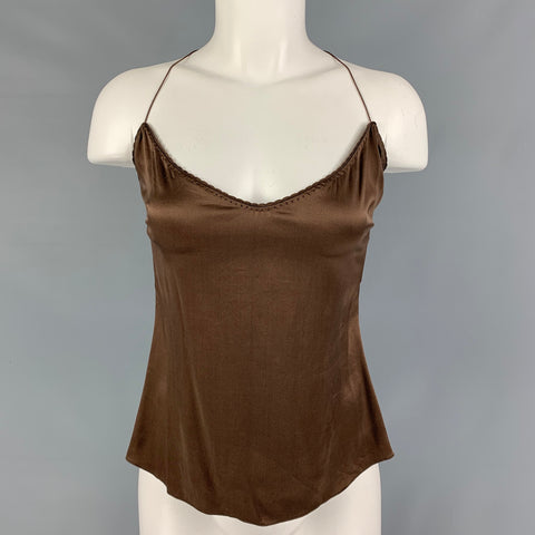 ELIE TAHARI Blusa camisola de seda marrón talla S