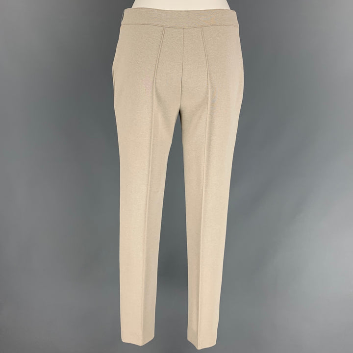 AKRIS Size 6 Oatmeal & White Stretch Viscose Blend Dress Pants