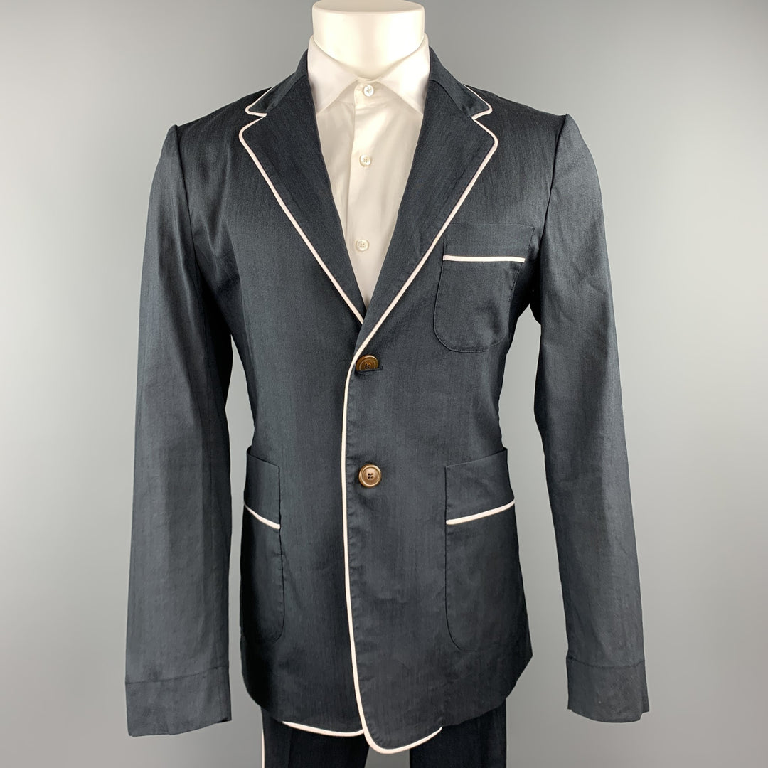 VIVIENNE WESTWOOD MAN Size 40 Charcoal Ramie Blend Notch Lapel Suit